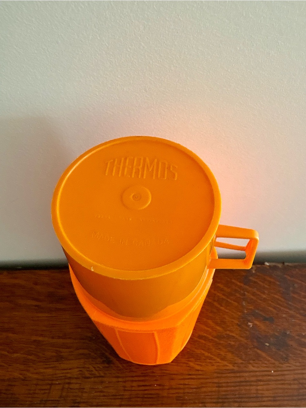 Vintage Bright Orange Insulated Thermos with Cup - Picture 2 of 4